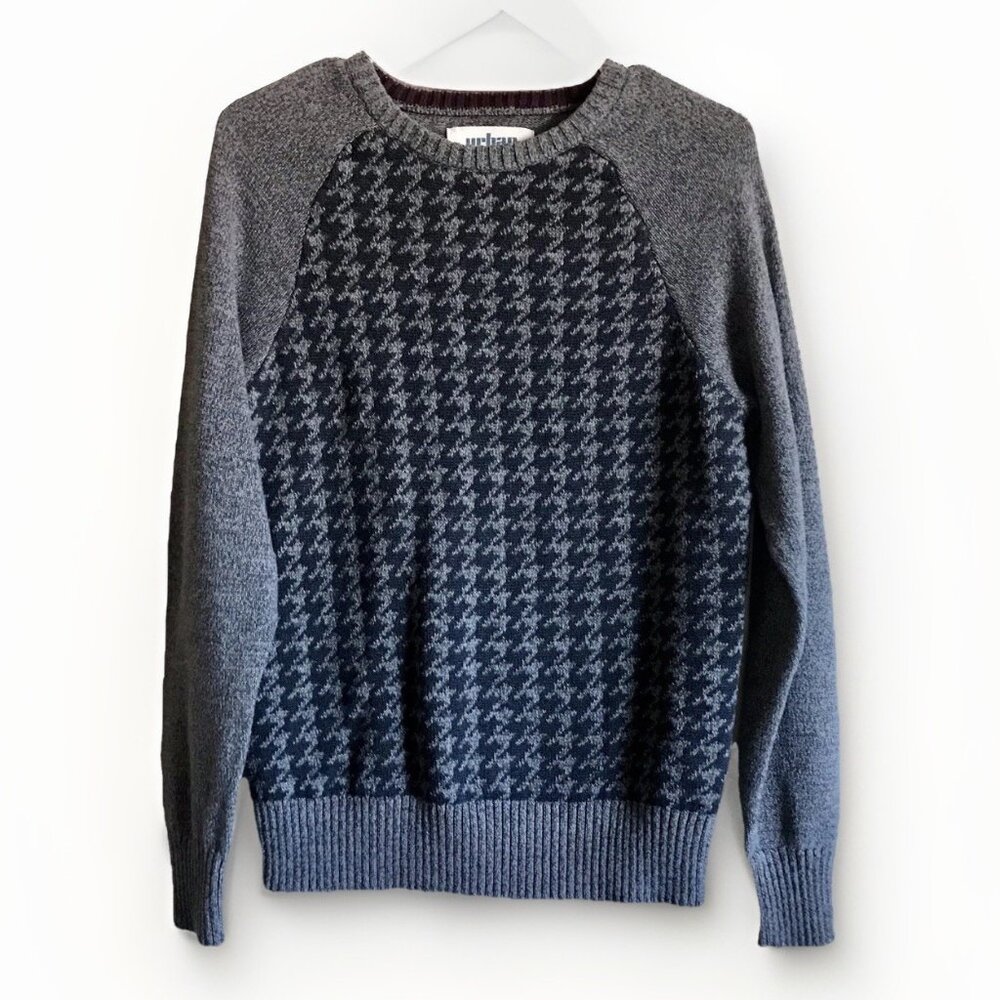 Urban Pipeline Crew Neck Sweater - Men's Size Small -‎ Houndstooth Gray Black